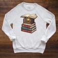 Cozy Reading Nook Between Books Book Lover Aesthetic Raglan Sleeve Sweatshirt Heather Mustard