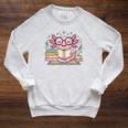 Cute Axolotl Reading Books Cozy Bookworm Fantasy Art Premium Tri-Blend Raglan Sleeve Sweatshirt Heather Mustard