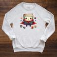 Cute Book Super Hero Reading Superhero Raglan Sleeve Sweatshirt Heather Mustard