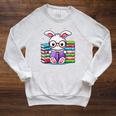 Cute Bunny Reader Rabbit Book Lover Reading Raglan Sleeve Sweatshirt Heather Mustard