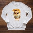 Cute Chick Reading Book Bandana Raglan Sleeve Sweatshirt Heather Mustard