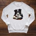 Cute Dog Border Collie Reading Book Raglan Sleeve Sweatshirt Heather Mustard