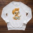 Cute Duckling Reading Book With Raglan Sleeve Sweatshirt Heather Mustard
