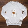 Cute Ghost Book Reading Halloween Teacher Booooks For Men Women Kids Raglan Sleeve Sweatshirt Heather Mustard