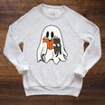 Cute Ghost Cat Reading Book Spooky Season Halloween Costume Raglan Sleeve Sweatshirt Heather Mustard Cute Ghost Cat Reading Book Spooky Season Halloween Costume Raglan Sleeve Sweatshirt Heather Mustard