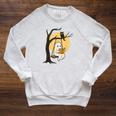 Cute Ghost Reading Halloween Book Lovers Librarians Teachers Raglan Sleeve Sweatshirt Heather Mustard