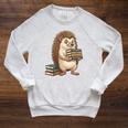 Cute Hedgehog Classics Stories Knowledge Fiction Reading Raglan Sleeve Sweatshirt Heather Mustard
