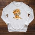Cute Lion Cub Reading Book With Headwrap Raglan Sleeve Sweatshirt Heather Mustard