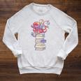 Cute Octopus Bookworm Fun Reading Tee For Book Lovers Raglan Sleeve Sweatshirt Heather Mustard