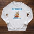Cute Owl Reading Book Lover Positive Saying Raglan Sleeve Sweatshirt Heather Mustard