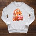 Cute Red Panda Reading Book Sloth Kawaii Animal Raglan Sleeve Sweatshirt Heather Mustard