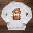 Cute Shiba Inu Mushroom Hat Reading Book Art Raglan Sleeve Sweatshirt Heather Mustard Cute Shiba Inu Mushroom Hat Reading Book Art Raglan Sleeve Sweatshirt Heather Mustard