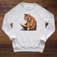 Cute Tiger Is Reading a Book Reading Tiger Raglan Sleeve Sweatshirt Heather Mustard Cute Tiger Is Reading a Book Reading Tiger Raglan Sleeve Sweatshirt Heather Mustard