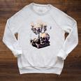 Dark Academia Aesthetic Gothic Book Candle Skull Red Rose Raglan Sleeve Sweatshirt Heather Mustard