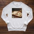 Dark Academia Vintage Book And Floating Letters Graphic Raglan Sleeve Sweatshirt Heather Mustard