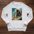 David And Goliath Bible Book Of Samuel King David Painting Raglan Sleeve Sweatshirt Heather Mustard