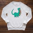 Dinosaur Carrying Book Reading Bookworm Librarian Raglan Sleeve Sweatshirt Heather Mustard