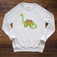 Dinosaur Librarian Book Lover Reading Brontosaurus Raglan Sleeve Sweatshirt Heather Mustard