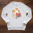 Dog Reading Book Pajama Sleep Raglan Sleeve Sweatshirt Heather Mustard