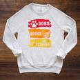 Dogs Books And Coffee Dog Book Reader Lover Raglan Sleeve Sweatshirt Heather Mustard Dogs Books And Coffee Dog Book Reader Lover Raglan Sleeve Sweatshirt Heather Mustard