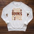 Dogs Books Coffee Lover Raglan Sleeve Sweatshirt Heather Mustard