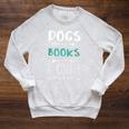Dogs Books Coffee Tshirt Weekend Shirt Animal Lover Tee Raglan Sleeve Sweatshirt Heather Mustard