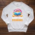 Donut Stop Reading Cute Book Reader Bookworm Donut Day Raglan Sleeve Sweatshirt Heather Mustard