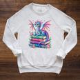 Dragon Book Fantasy Reading Raglan Sleeve Sweatshirt Heather Mustard
