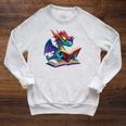 Dragon Wearing Glasses Reading A Book Raglan Sleeve Sweatshirt Heather Mustard Dragon Wearing Glasses Reading A Book Raglan Sleeve Sweatshirt Heather Mustard