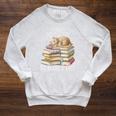 Easily Distracted By Books And Cats Raglan Sleeve Sweatshirt Heather Mustard