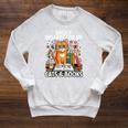 Easily Distracted By Cats And Books Book Lover Cat Raglan Sleeve Sweatshirt Heather Mustard
