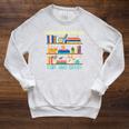 Easily Distracted By Cats And Books Cat Book Lovers Bookworm Raglan Sleeve Sweatshirt Heather Mustard