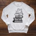 Easily Distracted Cats And Books Raglan Sleeve Sweatshirt Heather Mustard