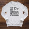 Easily Distracted By Cats And Books Shirt Cat And Book Lover Raglan Sleeve Sweatshirt Heather Mustard
