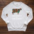 Easily Distracted By Cows & Books Lover Heifer Farm Raglan Sleeve Sweatshirt Heather Mustard