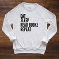 Eat Sleep Read Books Repeat Book Reader Raglan Sleeve Sweatshirt Heather Mustard