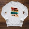 Eat Sleep Read Repeat Reading Books Reader Bookworm Raglan Sleeve Sweatshirt Heather Mustard