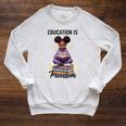 Education Is Freedom African American Girl Reading Book Raglan Sleeve Sweatshirt Heather Mustard
