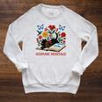 El Salvador Hispanic Heritage Month Book Cute Floral Cat Art Raglan Sleeve Sweatshirt Heather Mustard