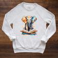 Elephant Reading Book Animal Art Print Graphic Raglan Sleeve Sweatshirt Heather Mustard Elephant Reading Book Animal Art Print Graphic Raglan Sleeve Sweatshirt Heather Mustard