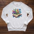 Enchanted Open Book With Blooming Flowers Raglan Sleeve Sweatshirt Heather Mustard