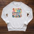 Everyone Communicates Differently Book Kids Teacher Raglan Sleeve Sweatshirt Heather Mustard