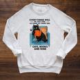 Everything Will Be Just Fine Cats Books And Wine Raglan Sleeve Sweatshirt Heather Mustard