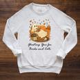 Fall Cat Ghosting You For Book Halloween Ghost Reading Raglan Sleeve Sweatshirt Heather Mustard
