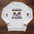 My Favorite Workout Is Lifting Pages Reading Books Shirt Raglan Sleeve Sweatshirt Heather Mustard