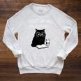 First Of All I’m A Delight Cute Cat Books Coffee Humor Raglan Sleeve Sweatshirt Heather Mustard