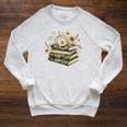 Floral Boho Flowers Books Camo Teacher Wildflowers Reading Raglan Sleeve Sweatshirt Heather Mustard