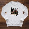 Floral Cat Reading Book Kitten Illustration Raglan Sleeve Sweatshirt Heather Mustard Floral Cat Reading Book Kitten Illustration Raglan Sleeve Sweatshirt Heather Mustard