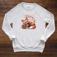 Fox And Book Lover Graphic For Women And Spring Pink Flower Raglan Sleeve Sweatshirt Heather Mustard