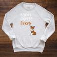 Fox Books Coffee Foxes Women Fox Graphic Cute Fox Lovers Raglan Sleeve Sweatshirt Heather Mustard
